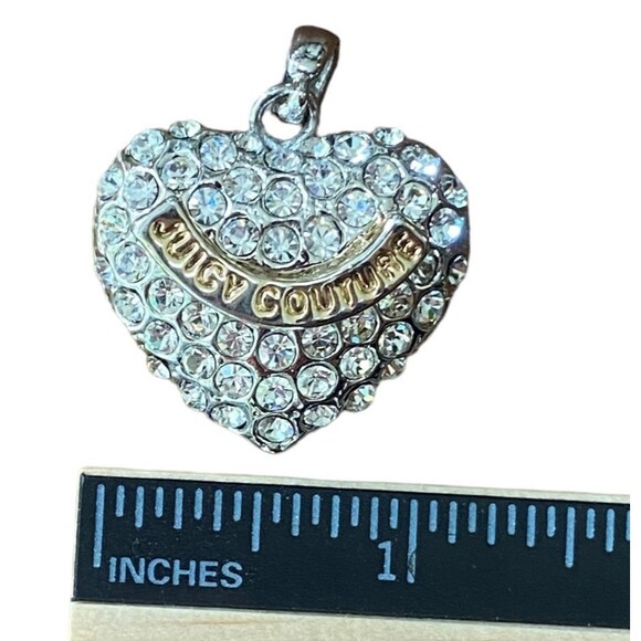 Vtg Juicy Couture Heart Pendant Silver Tone Pave Rhinestone Cut-Out Charm - Picture 7 of 7